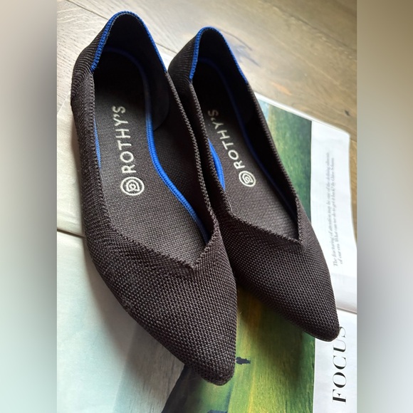 Rothy’s “THE POINT” Knitted Pointed Toe Slip On Flats Sustainable Black Size 8 - Picture 15 of 15